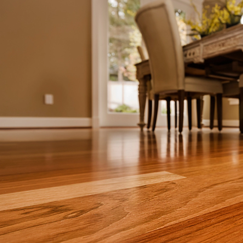 a newly refinished hardwood flooring