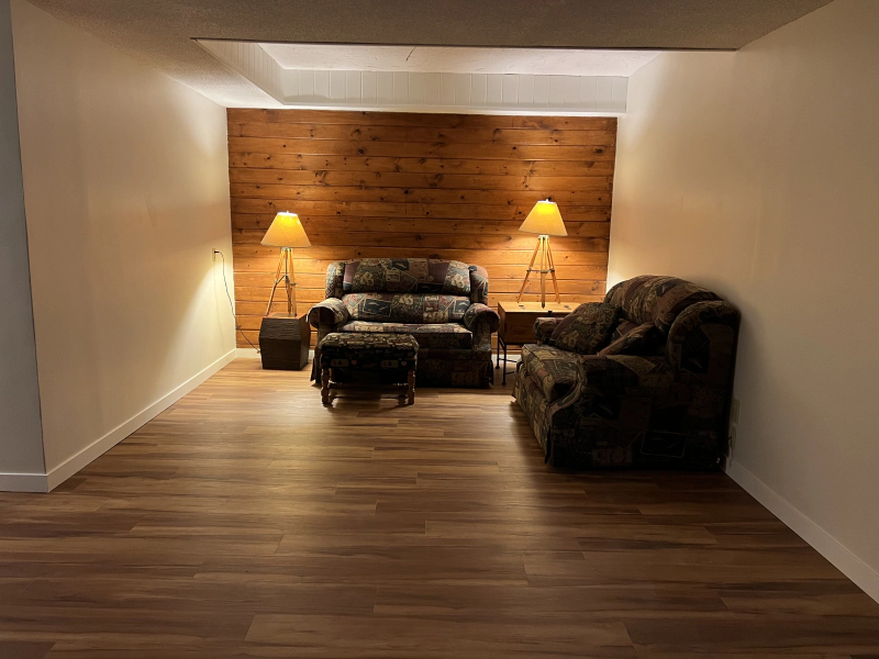 LVP flooring with acoustic underlayment in Minneapolis condo basement by Third Coast Flooring